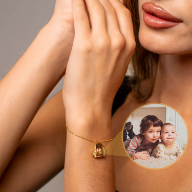 Family Personalized Photo Bracelet - Personalized Gift for Woman - Custom Jewelry For Her - Custom Bracelet Picture - Personalised Photo Gift Bracelet Gold Brother & Sisters